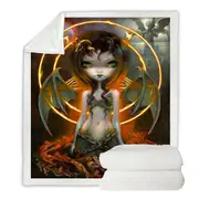 The Devil Elemental Fire Demons and Dark Fairy Throw Blanket