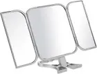 Tri-Fold Mirror Hand Held or Stand 3 Way Makeup Shave Mirror Never Miss a Spot