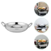 Round Bottom Hot Pot Double Handle Wok Stainless Steel Cooking Utensils