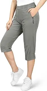 [33,000ft] Women's Capri Golf Trousers Casual Quick Dry UPF 50+ Lightweight Quick Dry 3/4 Cargo Pants Hiking Shorts with Pockets