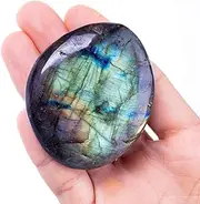 UFEEL Labradorite Palm Stone Crystal - Natural Chakra Reiki Polished Healing Pocket Worry Stone Crystal for Anxiety Stress Relief Therapy