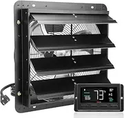 VEVOR Shutter Exhaust Fan, 406 mm with Temperature Humidity Controller, EC-Motor, 1747 CFM, Variable Speed Adjustable Wall Mount Attic Fan, Ventilation and Cooling for Greenhouses, Garages, Sheds