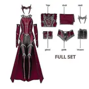 unbrand Female Wanda Maximoff Cosplay Costume Scarlet Witch Headwear Cloak And Pants Full Set Outfit Halloween Accessories Props Hc52-1 M