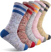 [FEIDEER] Women's Hiking Walking Socks, 4-Pack Outdoor Recreation Socks Wicking Cushion Crew Socks