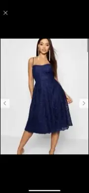 BooHoo midi skater dress, Navy, size 12 BNWT