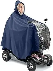 QSLKI Waterproof Scooter Rain Cover, Rear View Mirror with Rear Mirror Stripes, Waterproof Rain Poncho Cover for Electric Scooter and Wheelchair, Large Cape, Raincoat, Waterproof rain cover,