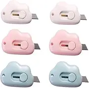 6pcs cloud-shaped mini pocket box knives retractable. Cutter Retractable Blade Utility Knife Letter Opener Box Cutter Carton Opener for Keychain Decoration Gift Kids