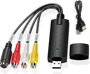 Video Capture Card - RCA to USB VHS to Digital Converter, Convert VCR/VHS/DVD to Digital for PC & Mac