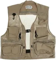 [koolsoo] Men's Mesh Vest Multi-Pocket Outdoor Fishing Photography Waistcoat Jacke