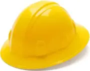 Pyramex 4 point Full Brim Hard Hat with Ratchet Suspension - Yellow