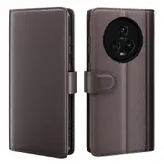 For Honor Magic5 Genuine Cow Leather Flip Cover Shockproof Wallet Phone Case with Stand