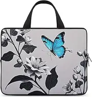 Laptop Case Sleeve Shockproof Computer Carrying Bag Blue Butterfly Flower Laptop Bag Tote Lightweight Notebook Case Cover Traveling Briefcase Handle Bags for Travel Business 17inch