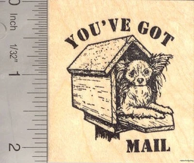 You've Got Mail Papillon Dog Rubber Stamp (Reba) H50209 WM