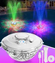 Floating Pool Fountain with Lights Show, Upgraded Rechargeable Pool Fountains wi