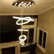 Luxury Circles LED Crystal Pendant Lamp Diamond Ring Ceiling Lighting Loft Villa