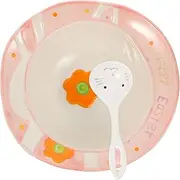 NOLITOY Rabbit Pattern Dishware Set Toddler Plates and Bowls Ceramic Plate and Bowl Reusable Dishware for Boys and Girls