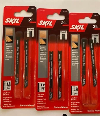 3 Pks SKIL 2-Pack 3-1/8-in U-Shank High-Carbon Steel Jigsaw Blade Set -Free Ship