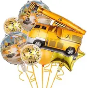 8 Pcs Excavator Balloon Forklift Foil Balloon Mixer Truck Crane Mylar Balloon 32 Inch Big Construction Balloons for Boys Building Themed Birthday Party Decoration (Crane)