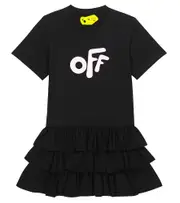 [Off-White Kids] Off-White Kids Printed cotton T-shirt dress Y 12 black