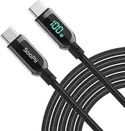 SOOPII USB C to USB C Cable,4FT Nylon Braided Type-C Cable,100W PD Fast Charging Cable with LED Display for lPhone 15/15 Pro/15 Plus,lPad Air,MacBook Pro, Galaxy S24 S23 (Black)