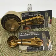 Thyme & Table CUP & SPOON 9 Piece Measuring Set. Gold Stainless Steel. Nesting