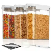 Cereal Containers Set, 3 PCS Airtight Food Storage Container with Flip-Top Li...