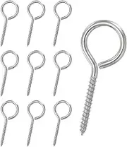 uxcell Screw Eyes 3/16 x 3.5 Inch / M5x90mm, 10 Pcs 304 Stainless Steel Eye Screw Hooks Self Tapping Eye Bolt for Wood Securing Cables Wire, Indoor & Outdoor Use, Silver