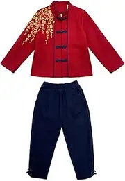 [AJOHBM] Chinese Cosplay Cotton Tang Suit Boys Embroidery Traditional Perform Costumes Photography Ancient Hanfu