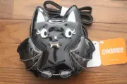 Gymboree Girls Shiny Black Patent Leather Bat Purse Bag Long Strap New