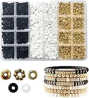 NILLOS Bracelet Making Kit, 2530 PCS Clay Beads for Bracelets Making Kit Beads Ideal for Bracelets Making and Jewelry Making (Black, White, Gold)