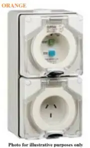 Clipsal 56-SERIES RCD PROTECTED SWITCH SOCKET 250V 3-Pin Flat ORANGE- 10A Or 15A