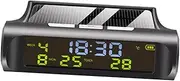 GARVALON Dashboard Clock for Automotive Clock Temperature Dashboard Vehicle Automotive Displays Solar Car Thermometer Digital Thermometer Car Accessory Black Abs