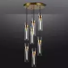 Modern Farmhouses 7-Light Glass Pendant Light, Brass Chandelier for Dining Room,