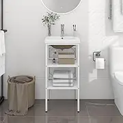 Bathroom Washbasin Frame with Built-in Basin White Iron