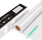 Heat Transfer Vinyl HTV - 12" x 18ft Iron on Vinyl for Cricut & Silhouette Cameo, Heat Transfer Vinyl Easyweed & Cut, HTV Vinyl Roll for T-Shirts Bags and Other Textiles (02-White)