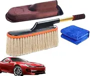 Car Dust Cleaner - Car Dust Brush with Extendable Telescoping Handle | Auto Mop Wax Cotton Hair Portable Detailing Cleaning Tools for RV Truck Tire Wheels Motorcycle