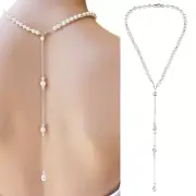 Pearl Necklace Lariat Y Necklace Back Drop Necklace Bridesmaid Back Jewelry