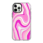 iPhone 12 Pro Max Impact Case pink swirls transparent pattern