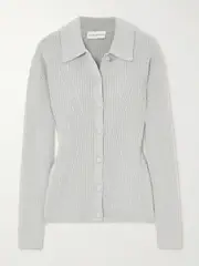 [Dries Van Noten] Dries Van Noten - Ribbed-knit Wool-blend Cardigan - Light gray - x small x small Gray