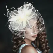 Ivory Fascinator Hat for Kentucky Derby with Headband