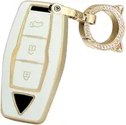 ontto TPU Car Key fob Cover Keyring Fit for Mitsubishi Outlander 2021 2022 2023 2024 Smart Key case Remote Key Holder Key Shell Bag Keychain Protection Auto Accessories 3 Buttons Beige