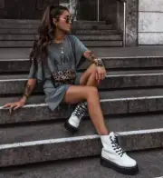 DR MARTENS Jadon White Polished Smooth Platform Boot Retro US W Sz 9 UK 7 New