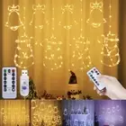 Christmas LED Curtain String Light USB Remote Control Waterproof Hanging Decor