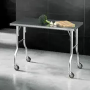 Cefito Stainless Steel Kitchen Benches Work Bench Wheels 122X61CM 430