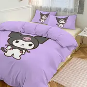 a2576 Kuromi Cute Cartoon Character Duvet Cover Set Bedding Set 1 Duvet Cover And 2 Pillowcases 3D Cartoon Printed Comfortable And Ultra Soft Bed Set