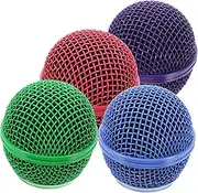 BIUDECO Microphone Pop Filter Mesh Grill Cover 4 Pack Metal Ball Head Replacement for Grille