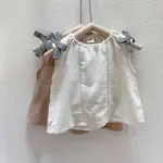 女童無袖襯衫夏季寶寶棉麻上衣兒童蝴蝶結娃娃衫韓系女童服裝