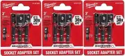 Milwaukee Power Drill Bit Extensions Shockwave Socket Adapter Set, 1/4", -3 Pack