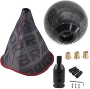 ZhengSheng Fabric Shift Boot with Round Ball Carbon Fiber Shift Knob,Universal Shift Boot Cover with Weighted Shift Knob