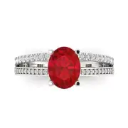 2.1ct Oval Cut split shank Tourmaline Promise Bridal Wedding Ring 14k White Gold